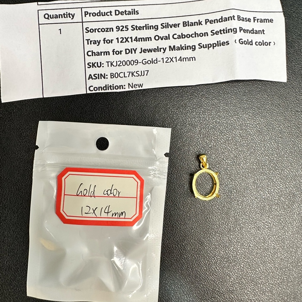 Gold over Sterling Silver Pendant Base Frame for Jewelry Making